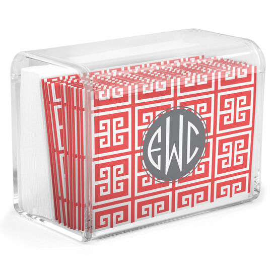 Greek Key Stationery in Acrylic Holder